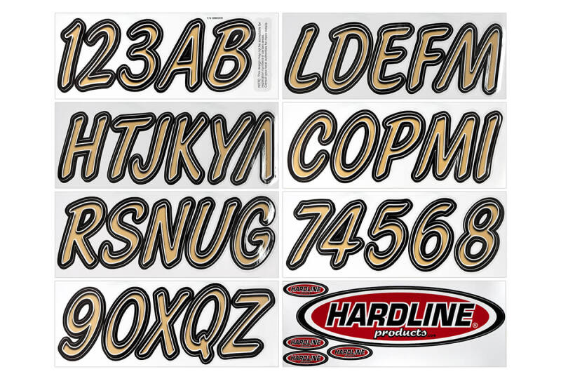 Hardline Boat Lettering Registration Kit 3 in. - 400 Brown/Black Stickers/Decals/Banners Hardline