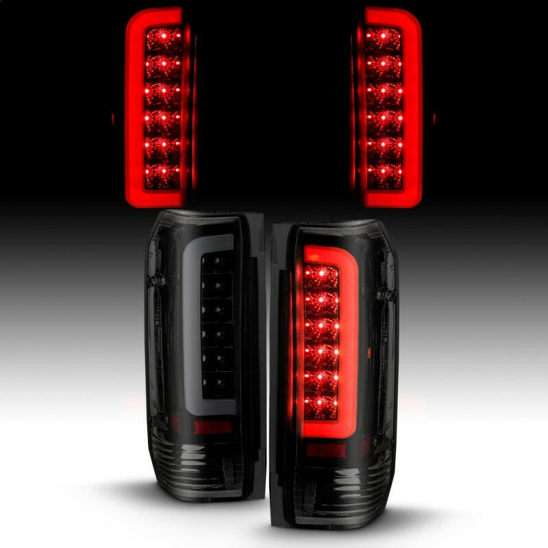 ANZO 1987-1996 Ford F-150 LED Taillights Black Housing Smoke Lens (Pair) Tail Lights ANZO