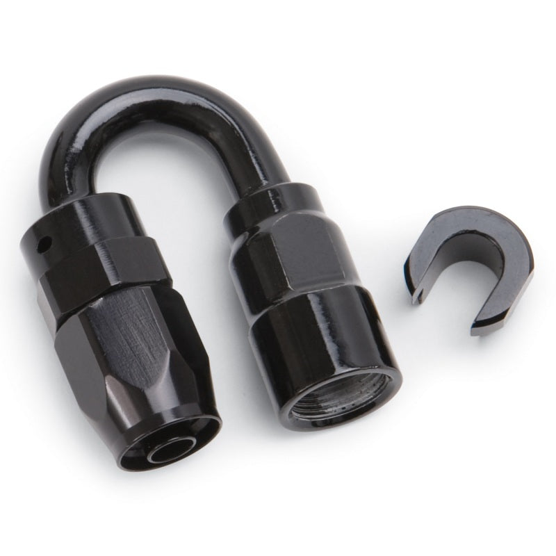 Russell Performance 5/16in SAE Quick Disc Female to -6 Hose Black 180 Degree Hose End Fittings Russell