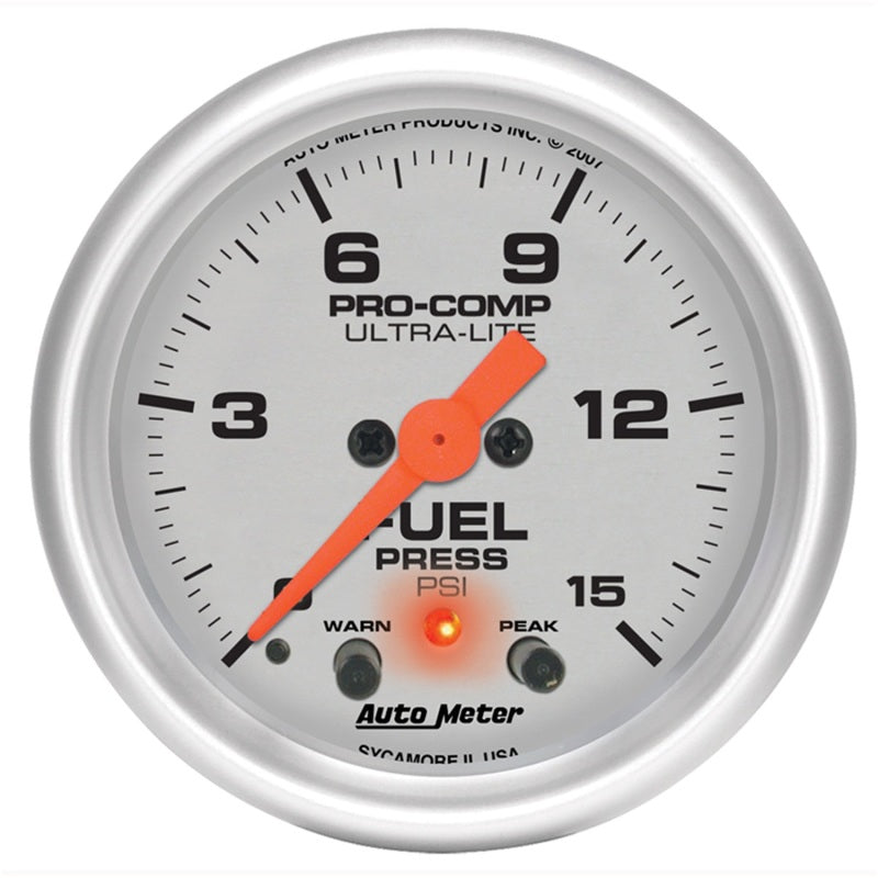 Autometer Ultra-Lite 2-1/16in 15PSI Stepper Motor Fuel Pressure Gauge Gauges AutoMeter