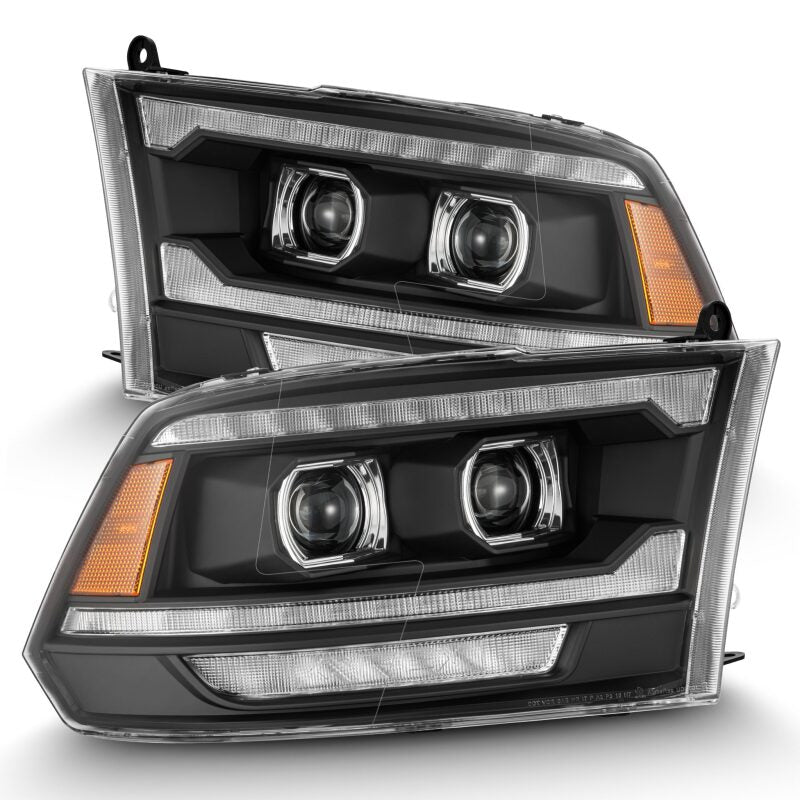 AlphaRex 09-18 Ram 1500/2500 PRO-Series Proj Headlights Black w/Sequential Signal and Top/Middle DRL Headlights AlphaRex