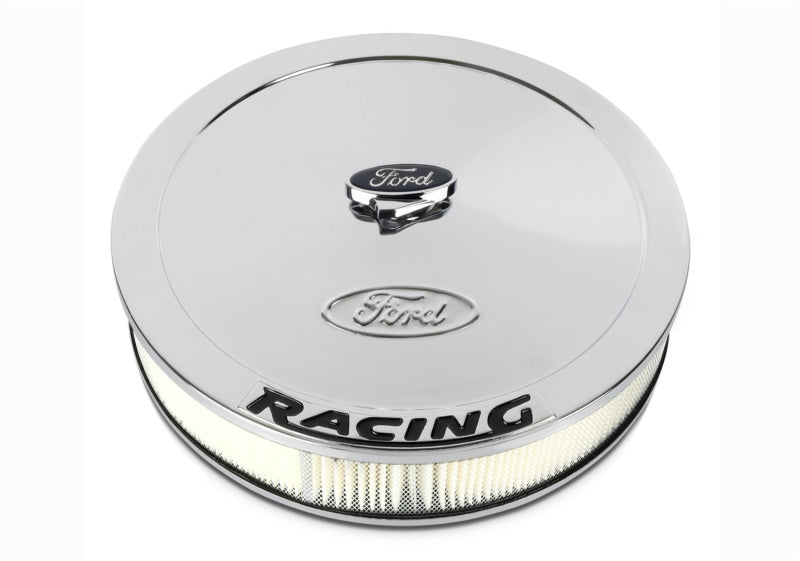 Ford Racing Air Cleaner Kit - Chrome w/ Black Emblem Air Filters - Universal Fit Ford Racing