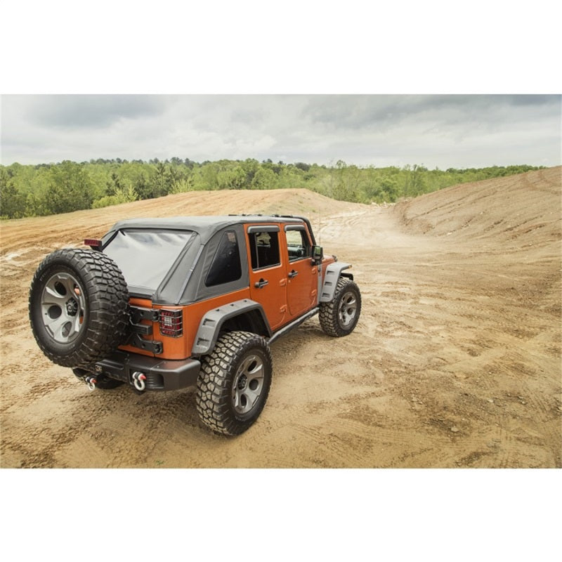 Rugged Ridge Bowless Soft Top Black Diamond 4-Door 07-18 Jeep Wrangler JK Soft Tops Rugged Ridge