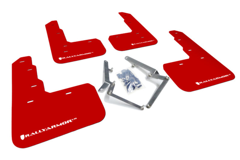 Rally Armor 17-22 Honda Civic Type R Red UR Mud Flap w/White Logo Mud Flaps Rally Armor