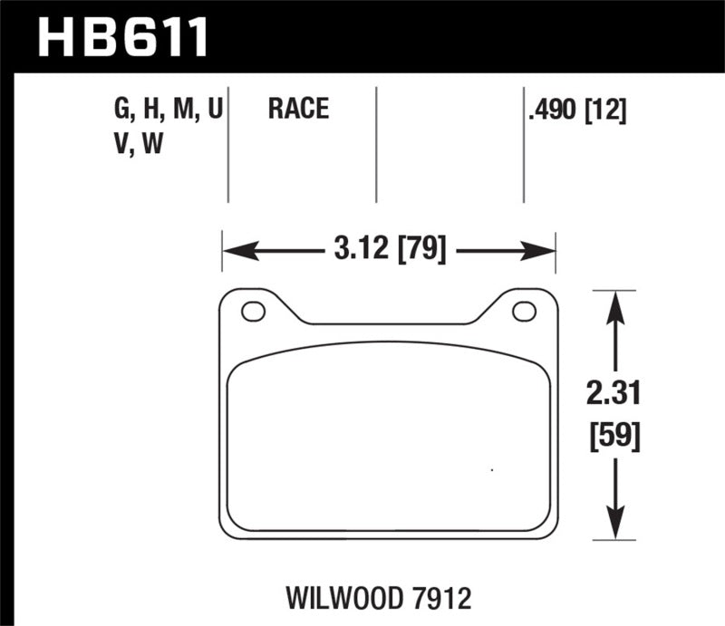 Hawk Willwood 7912 DTC-60 Race Brake Pads Brake Pads - Racing Hawk Performance