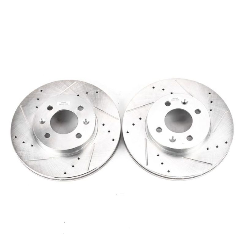Power Stop 06-11 Hyundai Accent Front Evolution Drilled & Slotted Rotors - Pair Brake Rotors - Slot & Drilled PowerStop