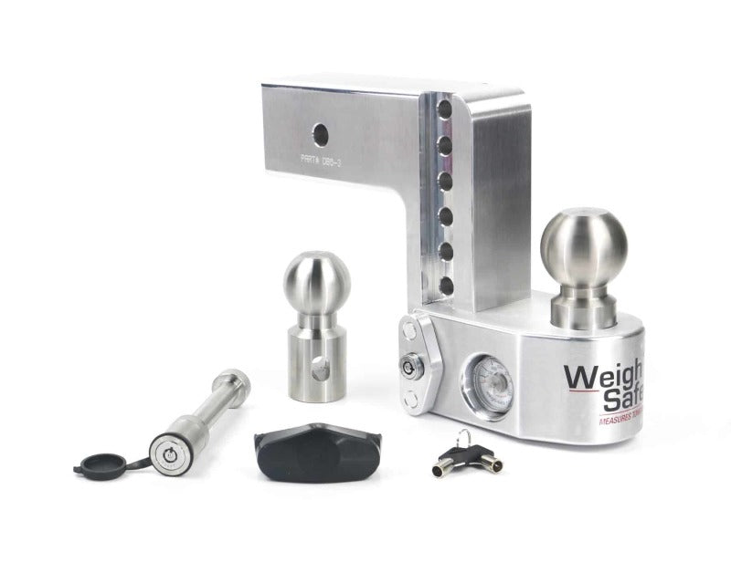Weigh Safe 6in Drop Hitch w/Built-in Scale & 3in Shank (10K/21K GTWR) w/WS05 - Aluminum Hitch Ball Mounts Weigh Safe