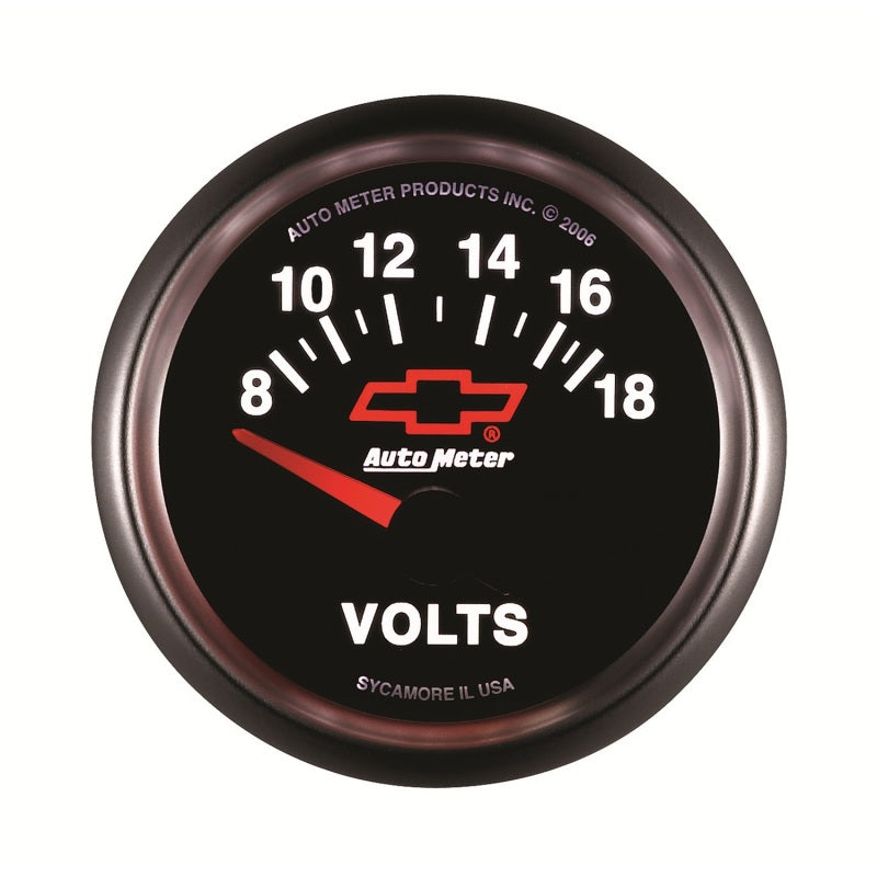 Autometer GM Bowtie Black 2-1/16 Voltmeter 8-18V Gauges AutoMeter