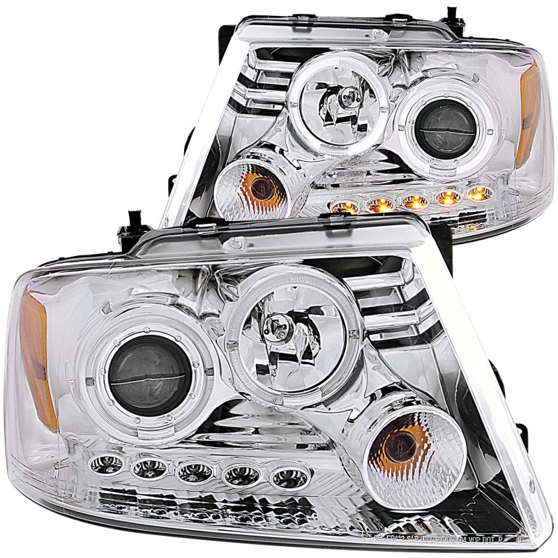 ANZO 2004-2008 Ford F-150 Projector Headlights w/ Halo and LED Chrome G2 Headlights ANZO