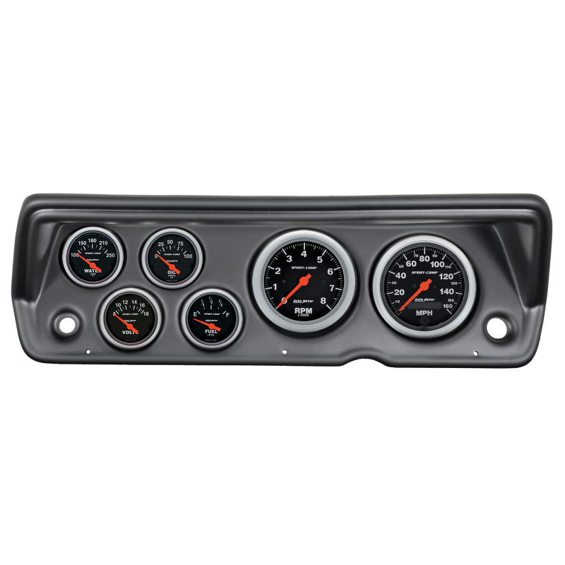 Autometer Sport-Comp 70-76 Duster/ Demon/ Dart Dash Kit 6pc Tach / MPH / Fuel / Oil / WTMP / Volt Gauges AutoMeter