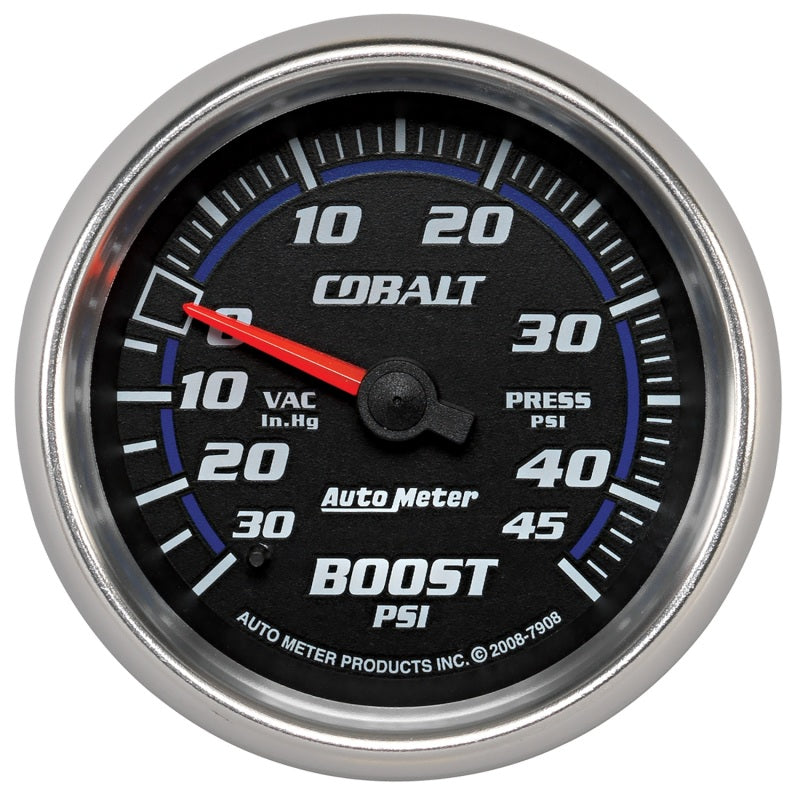 AutoMeter Gauge Vac/Boost 2-5/8in. 30Inhg-45PSI Mechanical Cobalt Gauges AutoMeter