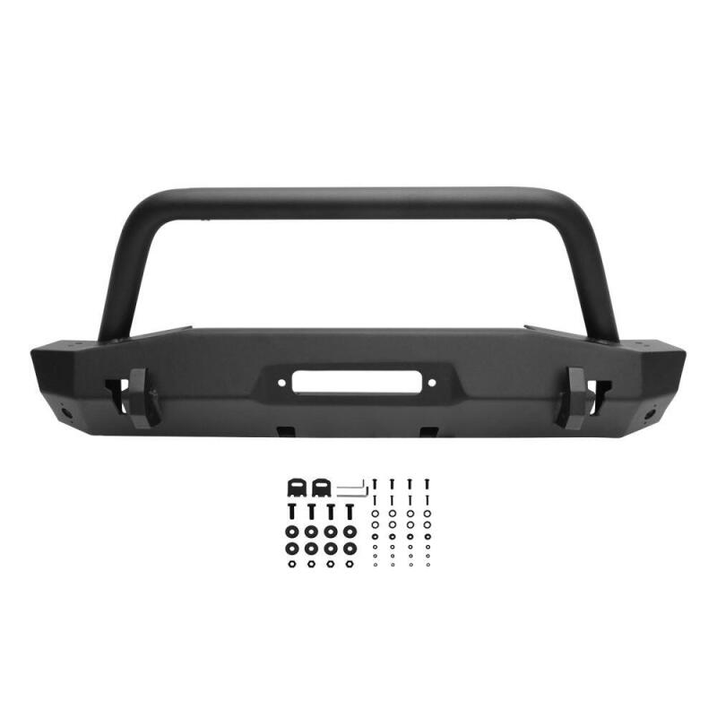 Westin 18-22 Jeep Wrangler JL / 20-22 Gladiator WJ2 Stubby Front Bumper w/Bull Bar - Tex. Blk Bumpers - Steel Westin