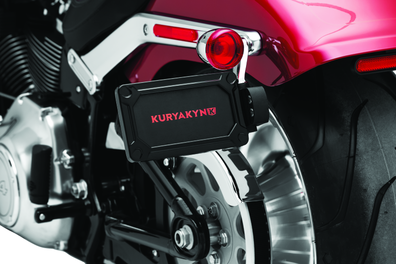 Kuryakyn Nova Side Mount License Plate Frame Gloss Black Bolts Kuryakyn