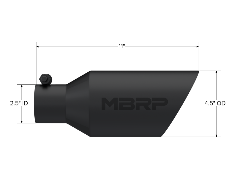 MBRP Universal Dual Wall Angle Rolled End Tip 4-1/2in OD / 2-1/2in Inlet / 11in Length - Black Tips MBRP