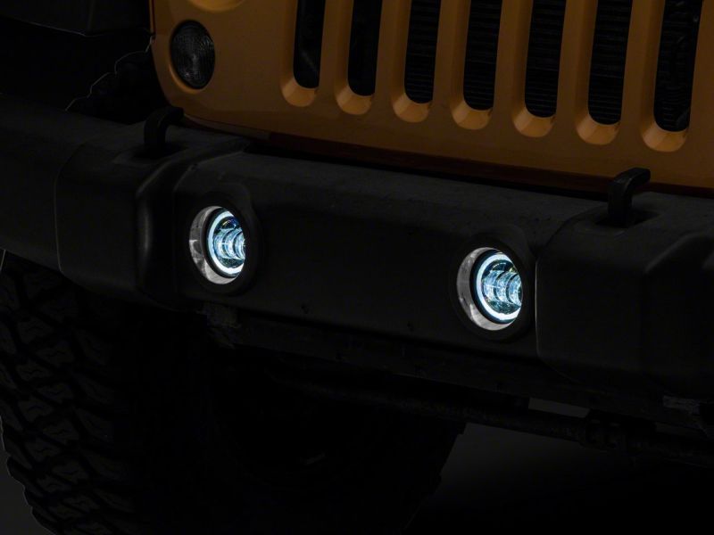 Raxiom 07-18 Jeep Wrangler JK Axial Series Halo LED Fog Lights- Amber Headlights Raxiom