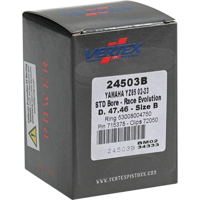 Vertex Piston 02-24 Yamaha YZ 85 85cc Cast Race Evolution Piston Kit Piston Sets - Powersports Vertex Pistons