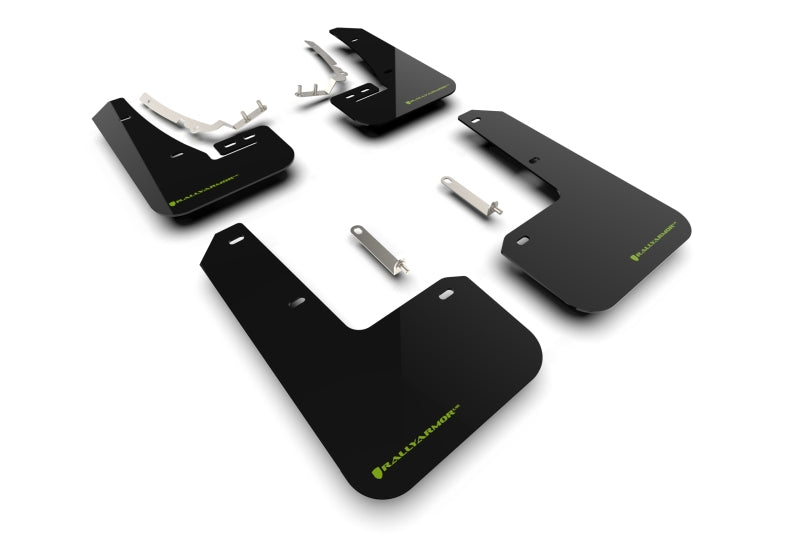 Rally Armor 22-25 VW MK8 Golf GTI/R Black UR Mud Flap w/Green Logo Mud Flaps Rally Armor