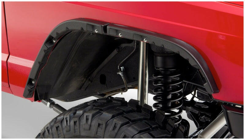 Bushwacker 84-01 Jeep Cherokee Flat Style Flares 4pc - Black Fender Flares Bushwacker