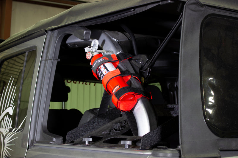 Fishbone Offroad Padded Roll Bar Red Fire Extinguisher Holder Fire Safety Fishbone Offroad