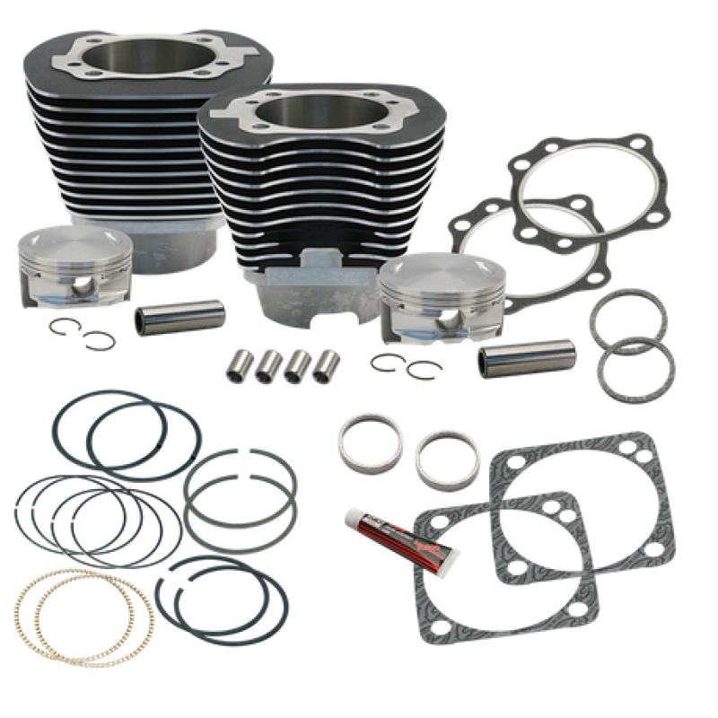 S&S Cycle 99-06 BT 4 1/8in Bore Cylinder & Pistons Kit For Early Production S&S T117 Engine - WBlack Piston Sets - Powersports S&S Cycle