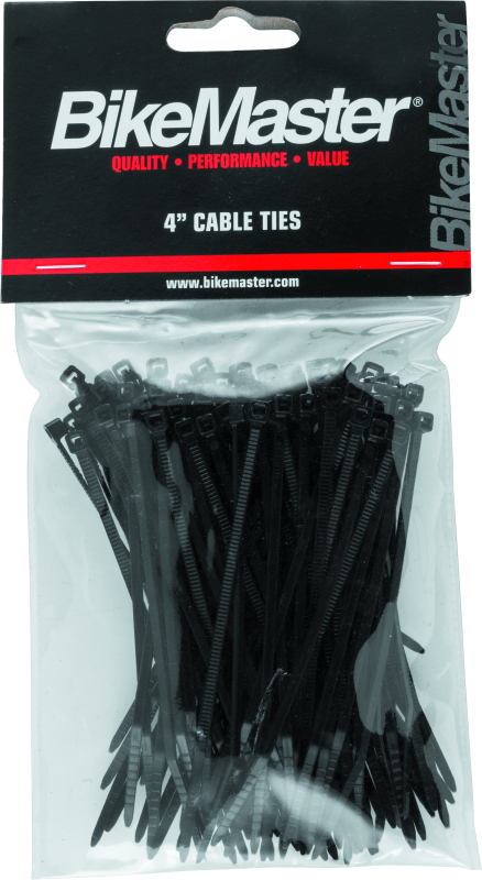 BikeMaster 4in Cable Ties (Pack of 100) - Black Tools BikeMaster