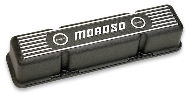 Moroso Chevrolet Small Block Valve Cover - 3.5in - Black Finished Aluminum - Pair Valve Covers Moroso