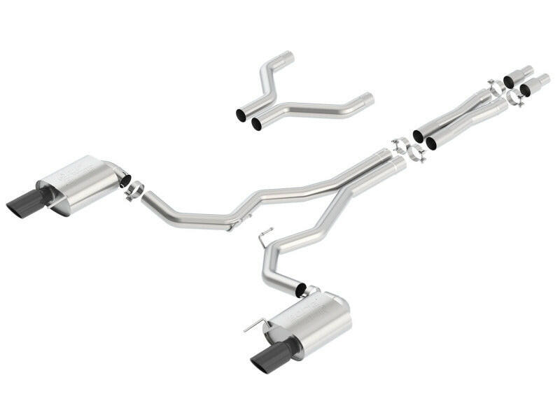 Borla Atak Cat-Back 15-17 Ford Mustang GT 5.0L V8 MT/AT 3in pipe 4in Black Chrome Tips Catback Borla