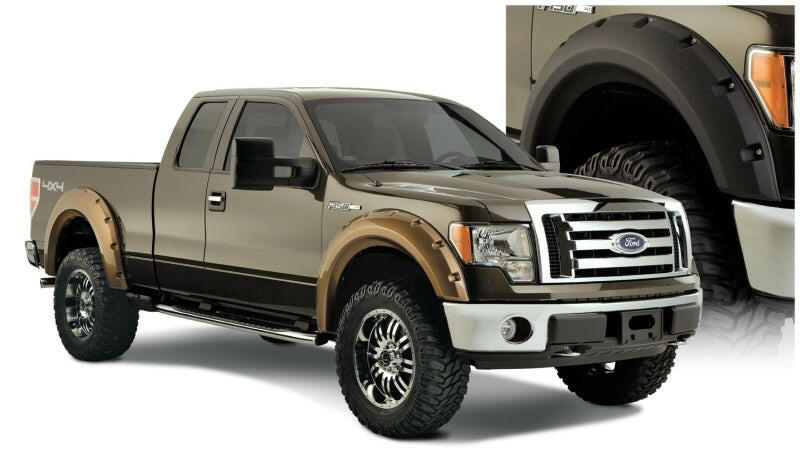 Bushwacker 09-14 Ford F-150 Styleside Max Pocket Style Flares 4pc 67.0/78.8/97.4in Bed - Black Fender Flares Bushwacker