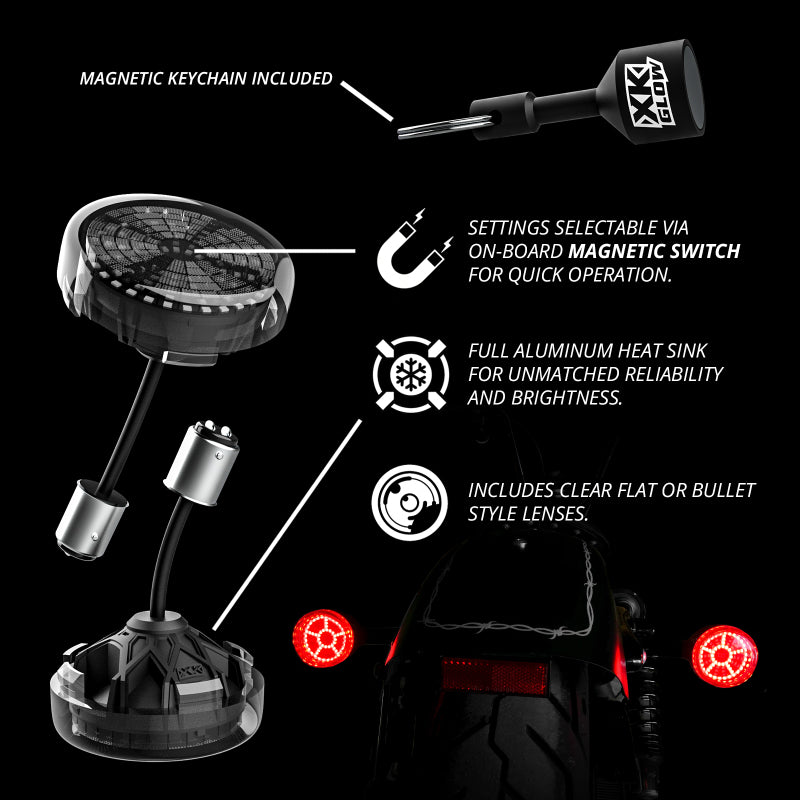 XK Glow Pro Series MotoTurnz - 1156 Flat Style Rear Light Accessories and Wiring XKGLOW