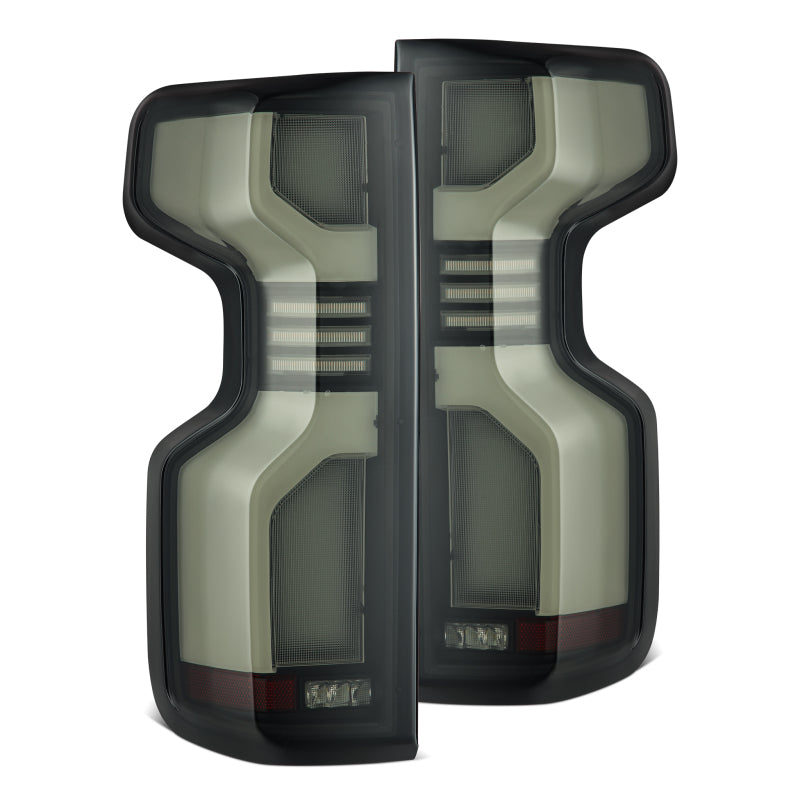 AlphaRex 19-24 Chevy Silverado 1500 / 20-24 2500HD/3500HD LUXX-Series LED Tail Lights Black Tail Lights AlphaRex