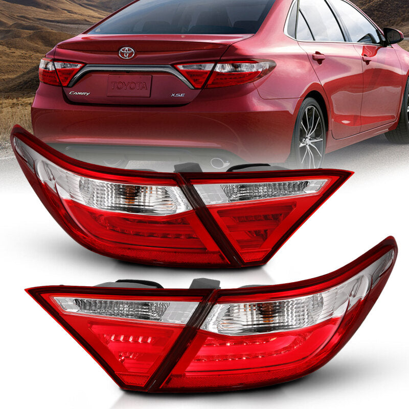 ANZO 2015-2016 Toyota Camry LED Taillights Red/Clear Tail Lights ANZO