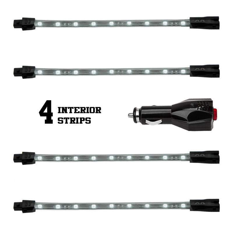 XK Glow Single Color XKGLOW UnderglowLED Accent Light Car/Truck Kit White - 4x8In Light Accessories and Wiring XKGLOW