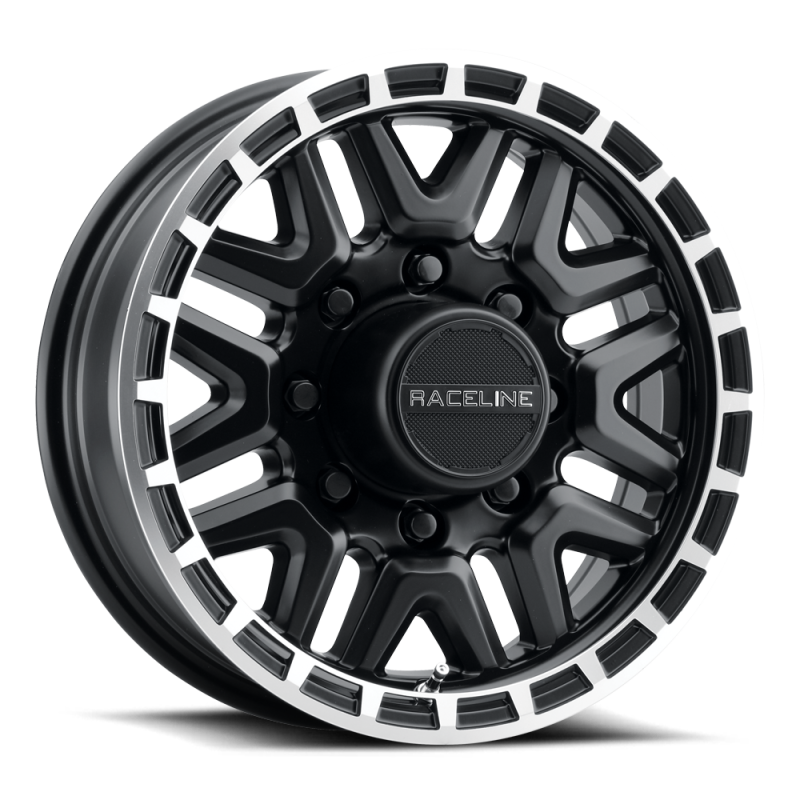 Raceline 953BM Krank 16x6in / 8x165.1 BP / 0mm Offset / 4.90mm Bore - Black & Machined Wheel Wheels - Cast Raceline