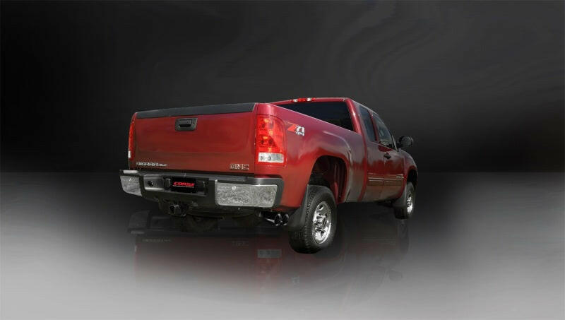 Corsa 2009-2013 GMC Sierra 4.8L V8 3in Cat-Back Single Side w Twin 4in Black Pro-Series Tips Catback CORSA Performance