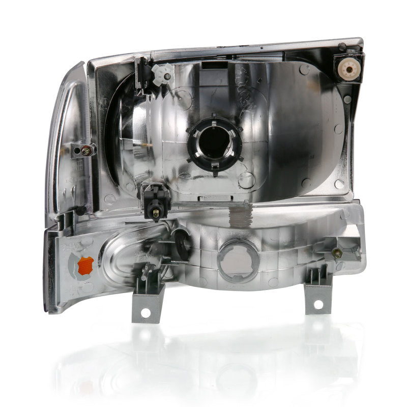 ANZO 2000-2004 Ford Excursion Crystal Headlight w/ Corner Light Chrome Amber (w/o Bulb) Headlights ANZO