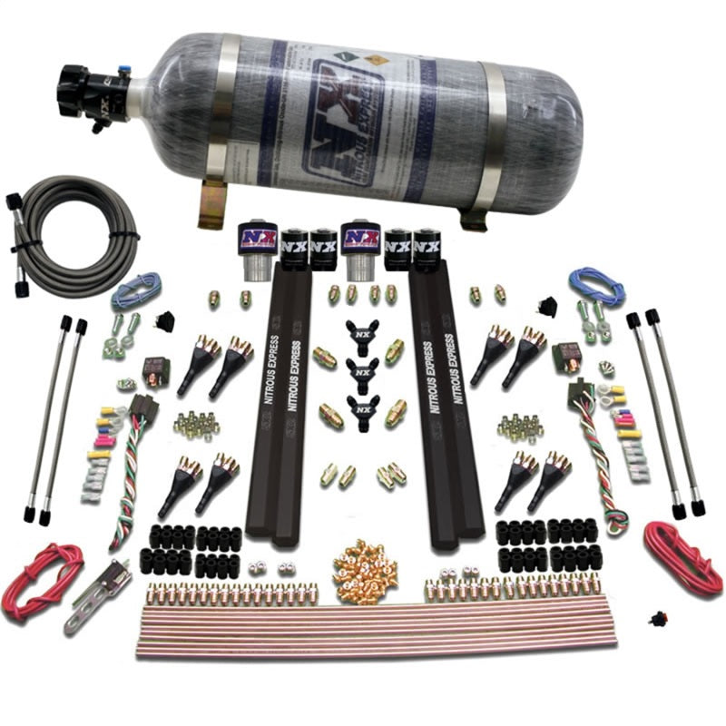 Nitrous Express SX2 Dual Stage/Gas/Rails 8 Nozzles Nitrous Kit (200-1200HP) w/Composite Bottle Nitrous Systems Nitrous Express