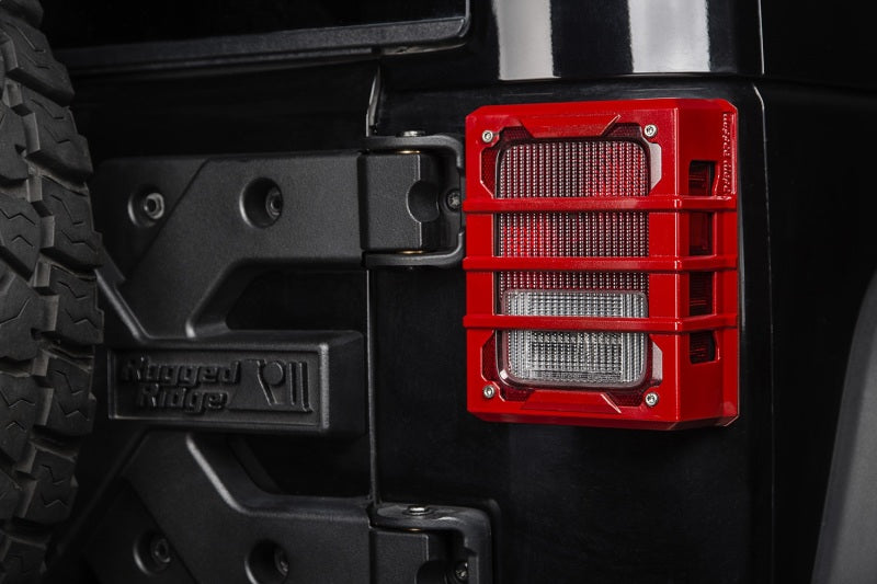 Rugged Ridge 07-18 Jeep Wrangler JK Red Elite Tail Light Guards Light Covers and Guards Rugged Ridge