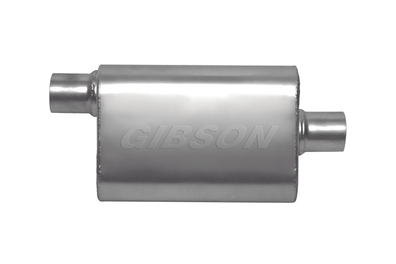 Gibson CFT Superflow Offset/Center Oval Muffler - 4x9x13in/2.5in Inlet/2.5in Outlet - Stainless Muffler Gibson