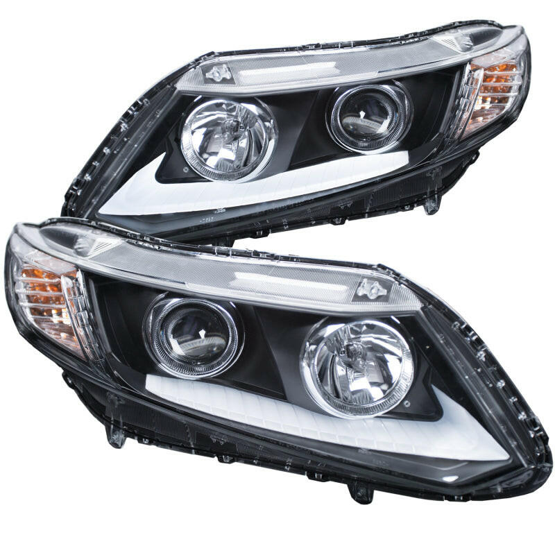 ANZO 2012-2015 Honda Civic Projector Headlights w/ U-Bar Chrome Headlights ANZO