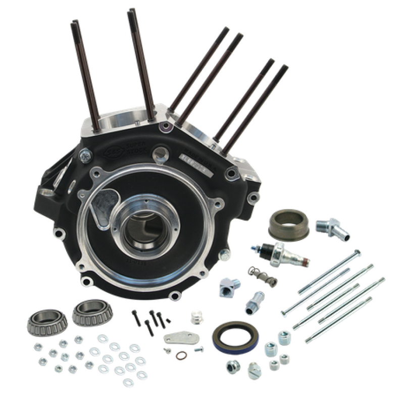 S&S Cycle 84-91 BT w/ Stock Bore Super Stock Alternator Style Crankcase - Wrinkle Black Crankshafts S&S Cycle