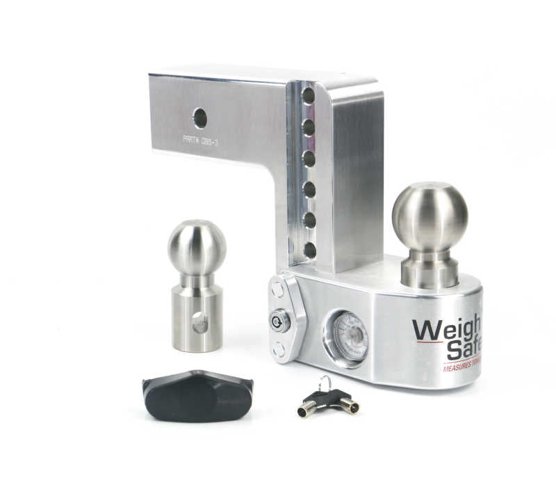 Weigh Safe 6in Drop Hitch w/Built-in Scale & 3in Shank (10K/21K GTWR) - Aluminum Hitch Ball Mounts Weigh Safe