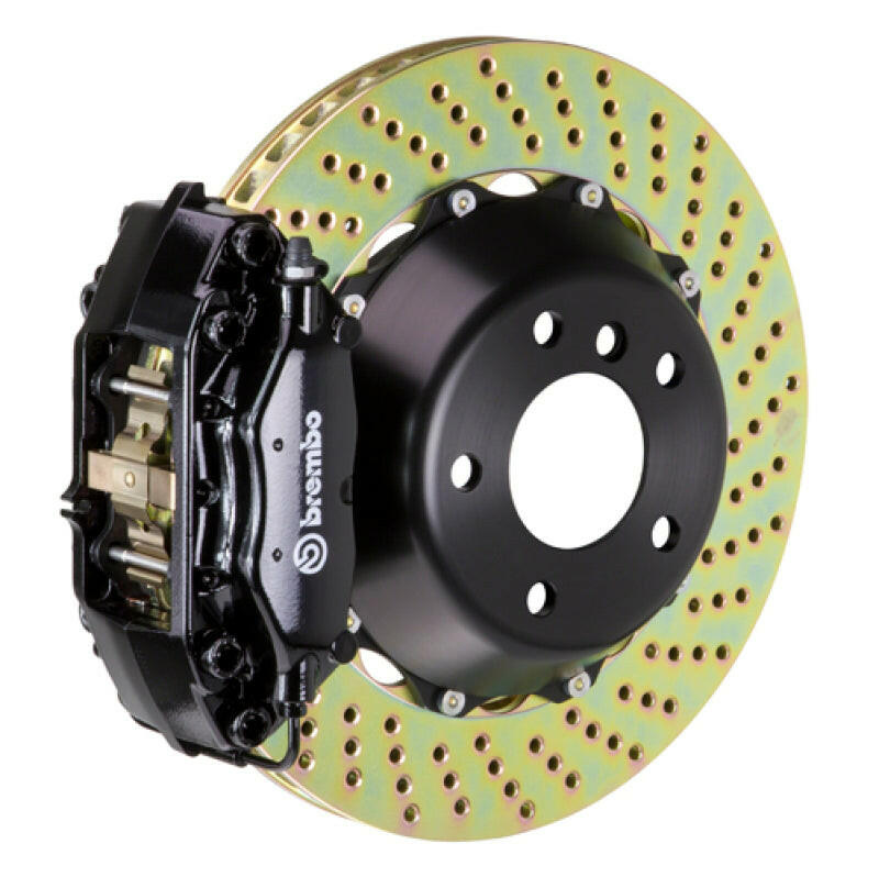 Brembo 15-18 M3 Excl CC Brake Rr GT BBK 4Pis Cast 345x28 2pc Rotor Drilled-Black Brake Kits - Performance Slot Brembo