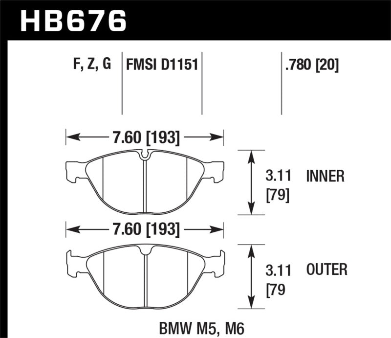 Hawk 06-10 BMW M5/M6 Perf Ceramic Street Front Brake Pads Brake Pads - Performance Hawk Performance