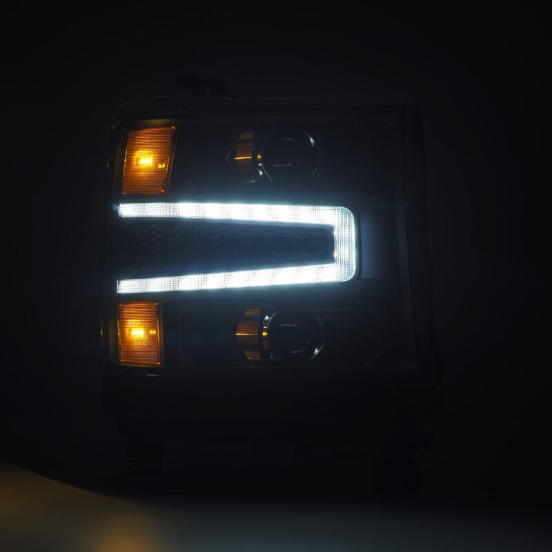 AlphaRex 16-18 Chevy 1500HD LUXX LED Proj Headlights BK w/Seq Actvn Light / SeqSig (Req PN 810023) Headlights AlphaRex