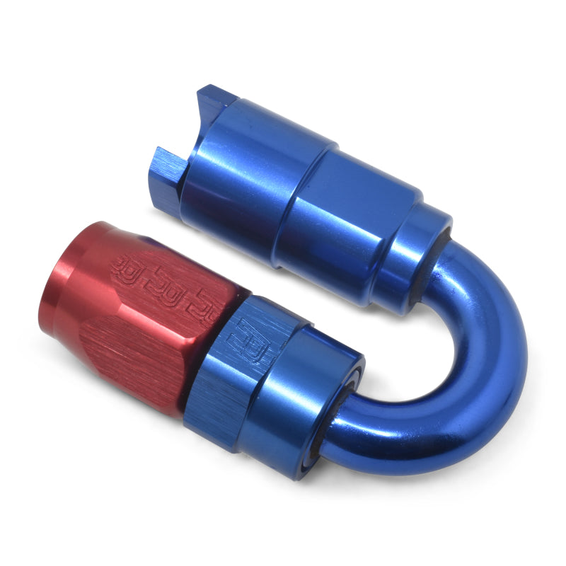 Russell Performance 5/16in SAE Quick Disc Female to -6 Hose Red/Blue 180 Degree Hose End Fittings Russell