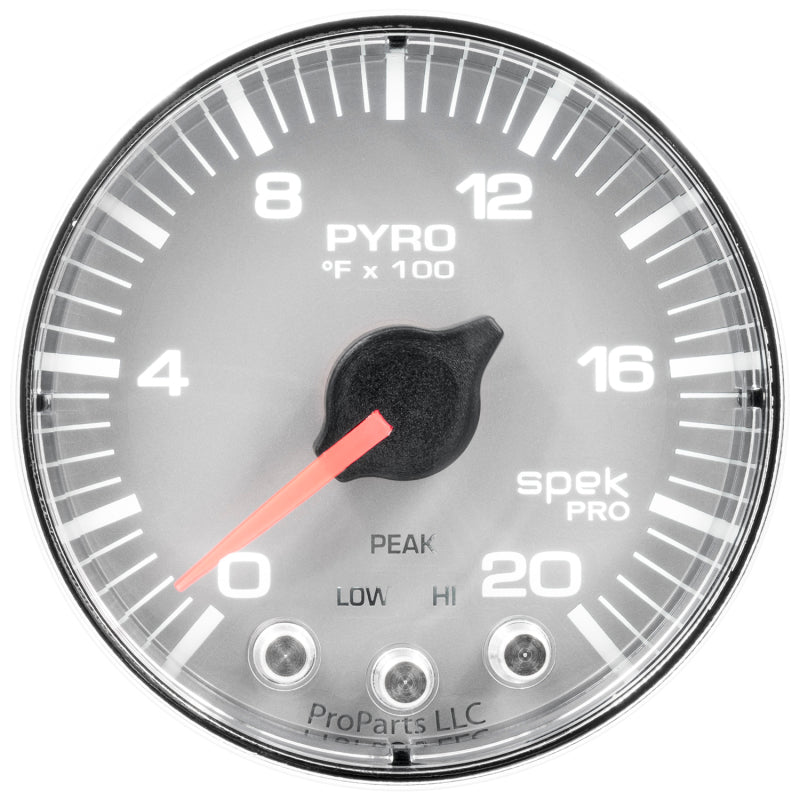 Autometer Spek-Pro Gauge Pyro. (Egt) 2 1/16in 2000f Stepper Motor W/Peak & Warn Slvr/Chrm Gauges AutoMeter