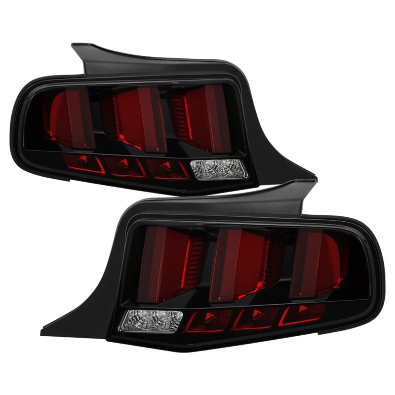 Spyder 10-12 Ford Mustang Red Light Bar LED Sequential Tail Lights - Blk ALT-YD-FM10-RBLED-BK Tail Lights SPYDER