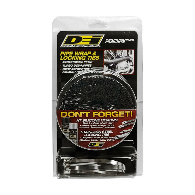 DEI Exhaust Wrap Kit - Pipe Wrap and Locking Tie - Black Exhaust Wrap DEI