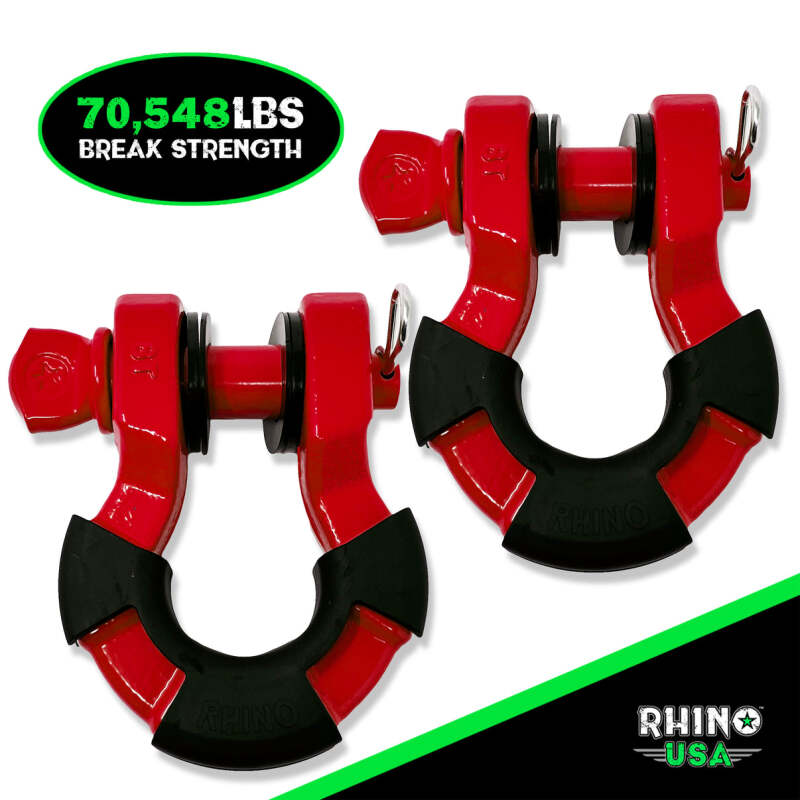 Rhino USA 8T Super Shackle 2-Pack (Red) Shackle Kits Rhino USA