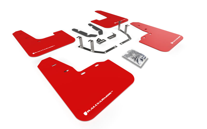 Rally Armor 18-23 Ford Fiesta ST MK8 Red UR Mud Flap w/White Logo Mud Flaps Rally Armor